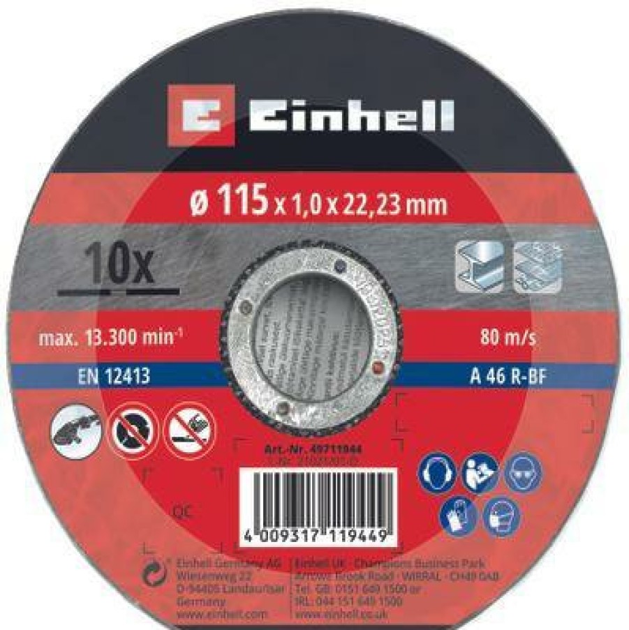 Clearance Einhell 10 Cutdiscs Ex.Thin 115X1,0